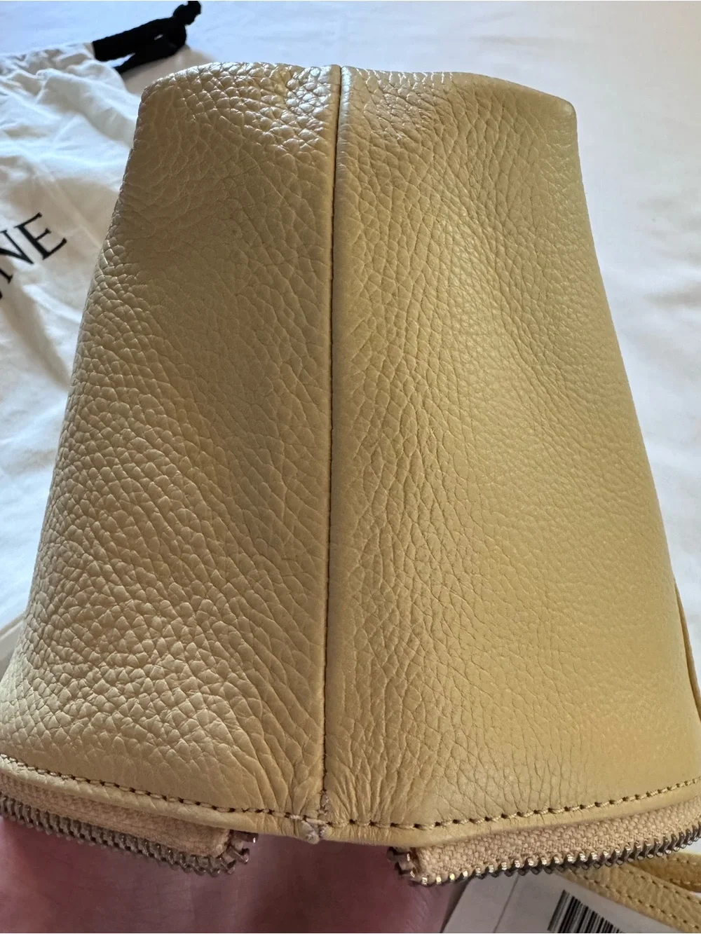 NWT Prüne Leather Makeup Bag / Clutch / Pouch, in Butter Yellow with Dust Bag